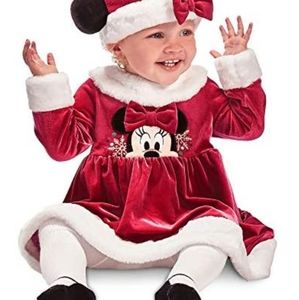 Disney Minnie Mouse Christmas Dress, Hat and Stockings. Toddler Girls 18-24 mo